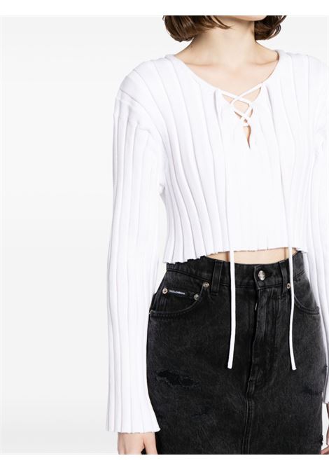 White cropped knit top - women ALEXANDER WANG | 4KC2241014100